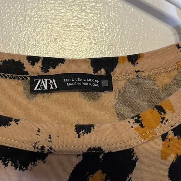 Zara Women’s Mixed Animal Print Short Sleeve Tshirt Size L - Picture 3 of 4